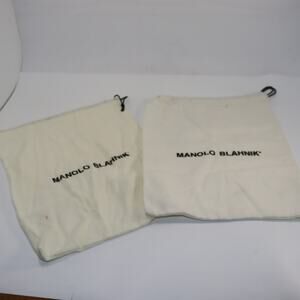 Manolo Blahnik Off-White Cotton Shoe Dust Bags Set of 2 13x10